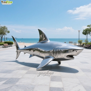 Statue de <span class=keywords><strong>requin</strong></span> en acier inoxydable sur le thème marin, sculpture en métal <span class=keywords><strong>requin</strong></span> - Product Image 3