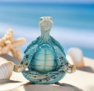 Decorazioni Desktop artigianali in resina figurina di tartaruga marina <span class=keywords><strong>Zen</strong></span> Yoga personalizzata per decorazioni da spiaggia costiera - Product Image 5