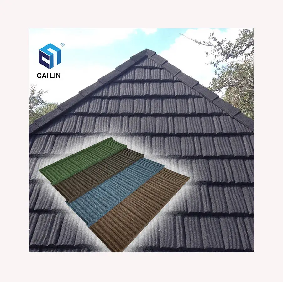 Cailin lembar atap shingle logam, bahan bangunan ubin atap untuk konstruksi rumah