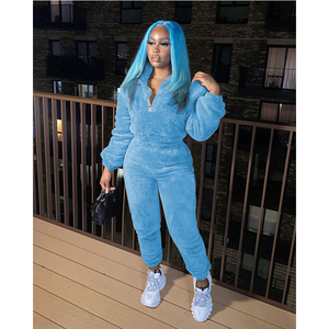 Ropa de salón de Invierno para <span class=keywords><strong>mujer</strong></span>, chándal de terciopelo grueso de doble cara, conjunto de mallas de suéter - Product Image 5