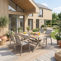 Ensemble de table de repas d'extérieur Meiqi avec barbecue électrique et au charbon de bois, table à thé et chaises pour villa, jardin, cour arrière, loisirs