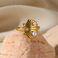 Étoile de mer/coquillage/cœur en acier inoxydable avec strass Imitation perle anneaux pour femmes bagues empilables bijoux de main de mode