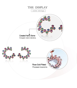 Pendientes de Aro Florales con <span class=keywords><strong>Circonitas</strong></span> Multicolores, Chapados en Oro Rosa, Inspirados en lo Vintage, Plata de Ley 925, Colección para Mujer - Product Image 5