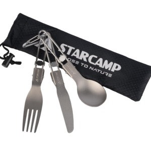 Ensemble de couverts en titane STARCAMP pour le camping en plein air, la survie, la <span class=keywords><strong>randonnée</strong></span>, fourchette, cuillère, couteau, <span class=keywords><strong>kit</strong></span> de vaisselle de <span class=keywords><strong>cuisine</strong></span> - Product Image 1