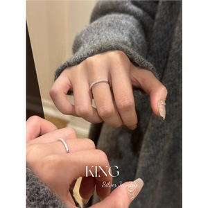 Bague en argent pour femme, 28 cm, sertie de demi-diamants, pour un usage quotidien - Product Image 4