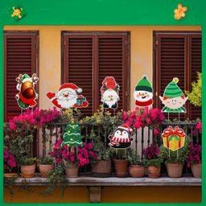 Juego de 8 piezas de decoraciones navideñas para exteriores, Papá Noel inflable y muñeco de nieve, adornos navideños para jardín, decoraciones navideñas para patio - Product Image 3