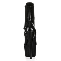 Bottines de pole dance en PVC noir cristal, talon haut de 17 cm, plateforme épaisse, fermeture éclair, chaussures d'automne/hiver, performance sur scène, fabrication sur mesure