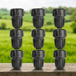 Adaptateur de tuyau à barbillons GREAT IRRIGATION 1/2 et 3/4 pouce pour irrigation goutte à goutte, lot de 8, connecteur de <span class=keywords><strong>robinet</strong></span> agricole en plastique noir - Product Image 1