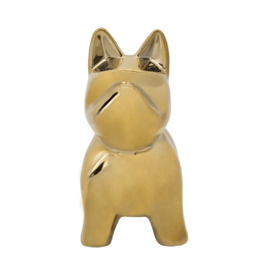 Scultura decorativa in ceramica a forma di cane con finitura dorata, accessorio per la casa, da esporre su scaffali e tavolini da caffè - Product Image 2