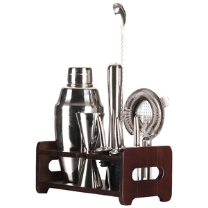 Juego <span class=keywords><strong>de</strong></span> Coctelera <span class=keywords><strong>de</strong></span> Acero Inoxidable 304 con Marco <span class=keywords><strong>de</strong></span> Madera, 10 Piezas, Diseño Americano Clásico, <span class=keywords><strong>Utensilios</strong></span> <span class=keywords><strong>de</strong></span> Bar Duraderos y Ecológicos para el Hogar - Product Image 3
