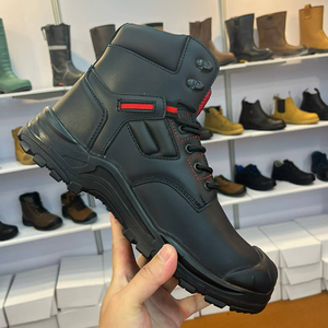 DSF53 Botas de trabajo de seguridad de cuero negro para hombre, suela impermeable antipinchazos, calzado de protección industrial para todas las estaciones - Product Image 2