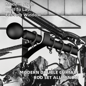 Wholesale HDCC Modern Single Aluminum <b>Windows</b> 2 Lines Silencer <b>Curtain</b> Rod Set Customizable Length - Product Image 2