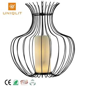 Decorativo moderno Hotel florero forma Matt de hierro negro tela colgante de luz - Product Image 2