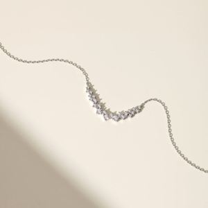 Collar Dylam Elegante y Delicado de Plata de Ley Maciza con Baño de Rodio y Oro de 18K, Cadena de Eslabones con Colgante en Forma de Barra de Circonita Cúbica 5A - Product Image 4