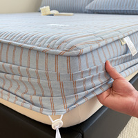 Ensemble de draps-housses matelassés en coton lavé teint en fil 40S, très extensibles, antidérapants, avec boucle élastique réglable, tailles OEM
