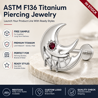 JiaXin ASTM F136 Titane de qualité implantable, Stud Labret à filetage interne, Bijou corporel en Zircon Cubique pour Cartilage, Tragus, Hélix, Conch