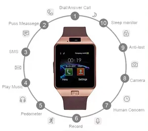 DZ09 Smart Watch With Touch Screen For Smartphone Sim Card For Android Smartwatch DZ09 A1 GT08 Z60 Q18