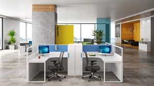 Modern 1-8 Person Ergonomic Workspace <b>Desk</b> Stable Office Furniture Lockable Storage <b>Cabinet</b> Modular Design Wooden Panel - Product Image 2