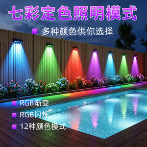 Lampe murale solaire Hua Enxing 4 LED pour extérieur, jardin, avec télécommande RF, capteur automatique crépuscule-aube, cour - Product Image 2