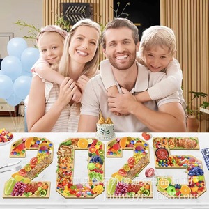 Bamboo Letter <b>Tray</b> 2025 Solid Color Serving Platter For Party Hotel Dining Decoration Cheeseboard Cake Plate - Product Image 3