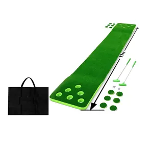 12 Hole Green Golf Mat Game Set With Covers Indoor/Outdoor Short Game Trainer For Office Parties And Backyards