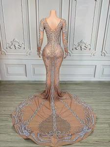 Fête <span class=keywords><strong>d</strong></span>'anniversaire perles <span class=keywords><strong>robe</strong></span> de luxe <span class=keywords><strong>robe</strong></span> de mariée <span class=keywords><strong>robe</strong></span> de mariée cristaux scintillants haut de gamme <span class=keywords><strong>robe</strong></span> de soirée élégante <span class=keywords><strong>robe</strong></span> Huacong - Product Image 4