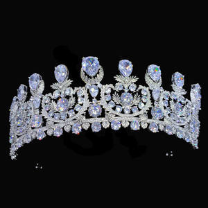 RE3744 عالية الجودة الفاخرة مكعب الزركون تاج العروسة و تاج زركونيا تاج ملكة الماس الزفاف عقال - Product Image 1