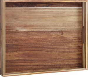 Bandejas Decorativas de Madera Estilo Rústico para Sala de Estar, Entrada y Cocina, Bandeja de Servir de Madera de Acacia con Asas - Product Image 1