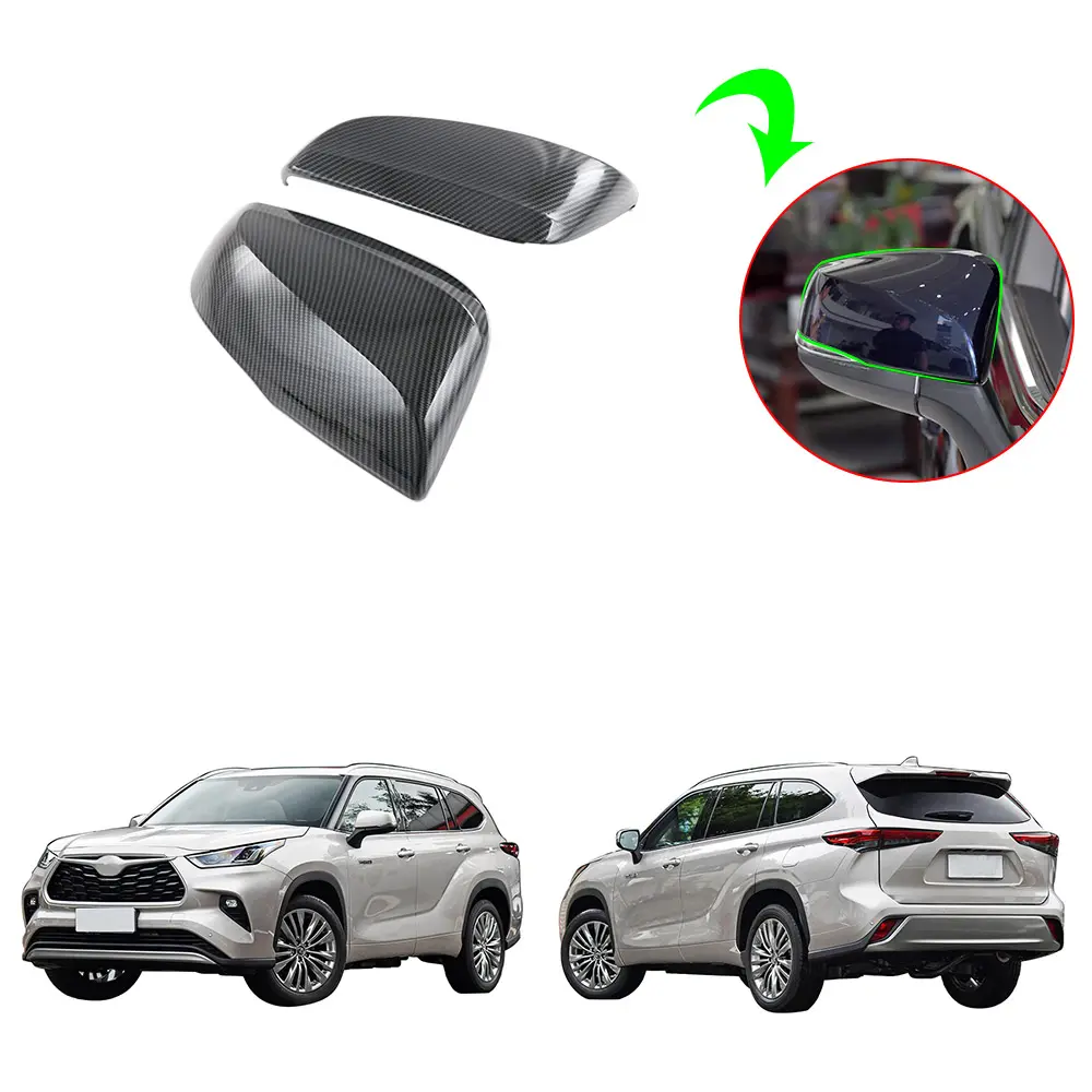 ฝาปิดกระจกมองหลังรถยนต์คาร์บอนเทียม,อุปกรณ์ตกแต่งภายนอกฝาครอบกระจกมองข้างสำหรับ Toyota Highlander 2022