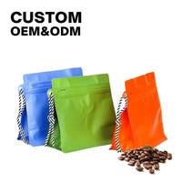 Pochette à fond plat personnalisée, sac d'emballage en PE avec fermeture éclair et cordon pour aliments pour bébés, aliments pour animaux, grains de café, sachets de thé