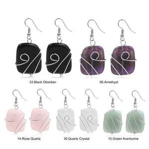 Orecchini in Acciaio Inossidabile Argento con <span class=keywords><strong>Pietra</strong></span> Avvolta in Filo, Gioielli con Cristallo e <span class=keywords><strong>Agata</strong></span> per Donna, Regalo Elegante - Product Image 6