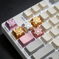 Capuchons de touches en acier inoxydable, design étoile géométrique à six branches, finition métallique multicolore, capuchons de touches décoratifs artisanaux