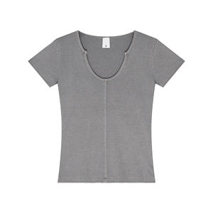 Col en U profond Pure Desire manches courtes 2025 haut d'été coupe ajustée pour fille épicée européenne-américaine - Product Image 1