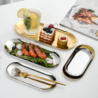 Yurtrain luxe acier inoxydable or/argent plateau ovale poli écrou Snack plateau de fruits pour manger fêtes de mariage assiettes à serviettes