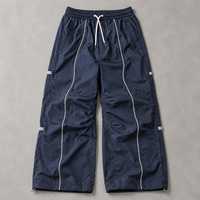 Celana Jogger Baggy Custom, Celana Olahraga Lebar Bahan Nylon, Celana Baggy Windbreaker Kasual Streetwear Desainer, Celana Baggy Lebar Pria