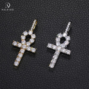 Pendentif croix hip-hop Kaleido en gros, serti <span class=keywords><strong>de</strong></span> pierres CZ en laiton, bijoux pour hommes et femmes - Product Image 1