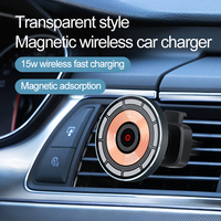 Chargeur de voiture transparent 15W, chargeur de voiture sans fil magnétique pour iPhone 16, support de téléphone de voiture pour plusieurs smartphones