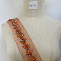 WTP-1563 Keering – Garniture en dentelle brodée à la main avec fleurs, perles de cristal et strass pour robe de mariée et robe de soirée