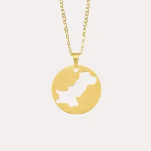 Peta negara Pakistan baja tahan karat Bendera Pakistan jimat berlapis emas peta dunia liontin kalung Aksesori perhiasan wanita