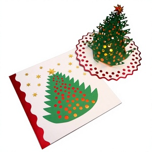 3D Paper Pop-Up Christmas <b>Tree</b> Card With Warm White <b>LED</b> <b>Lights</b> Foldable Indoor Tabletop Decoration - Product Image 2