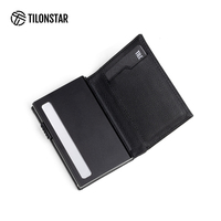 Portefeuille Pop-up en Cuir Véritable Grain Litchi TVC302LP avec Logo Personnalisé, Porte-cartes en Aluminium Anti-RFID et Poche Zippée