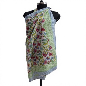 Nuevo Precio al por Mayor, Sarongs de Playa 100% Algodón con Estampado a Mano Indio, Tela de Voile Suave, Secado Rápido, Transpirable, Tallas Grandes - Product Image 1