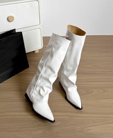 Bottines à talon compensé, cuir PU noir, bout pointu, bottes pour femmes