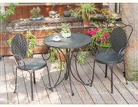 Combinaison de table et de chaise française pour l'extérieur, rétro, vieux café, jardin, cour extérieure, art du fer, petite table ronde avec chaise