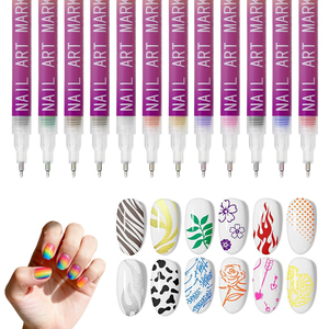 Ensemble de 12 stylos pour nail art, stylos à vernis à ongles 3D, 0,5 mm, séchage rapide, imperméables, marqueurs liquides en gel pour <span class=keywords><strong>Halloween</strong></span> - Product Image 1