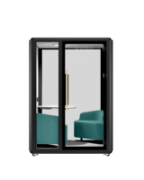 Cabine de bureau acoustique insonorisée mobile moderne pour deux personnes avec conception modulaire pour bâtiment de bureaux publics