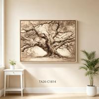 Lot de 2 tableaux muraux vintage en chêne, esquisse botanique ton sépia, impression sur toile, décoration rustique style ferme, peinture encadrée