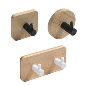 Bamboo Wall <b>Hooks</b> With Strong <b>Adhesive</b> No Drill Required For Bathroom Bedroom Living Room Coat Towel Rack - Product Image 5