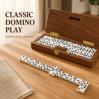 Jeu de société avec coffret en bois de noyer, double six, 28 jetons de jeu avec piques de notation métalliques, pour les loisirs en famille et comme cadeau