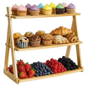 Estante de exhibición de madera de 3 niveles para encimera de cocina, almacenamiento para cupcakes, postres, multiusos, duradero - Product Image 5